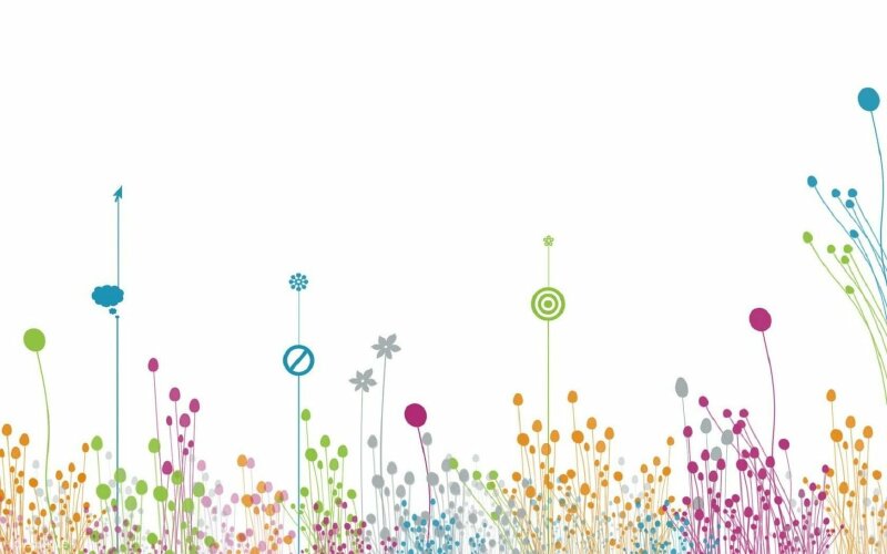 Hình nền trắng cute và hình vẽ những bụi hoa 