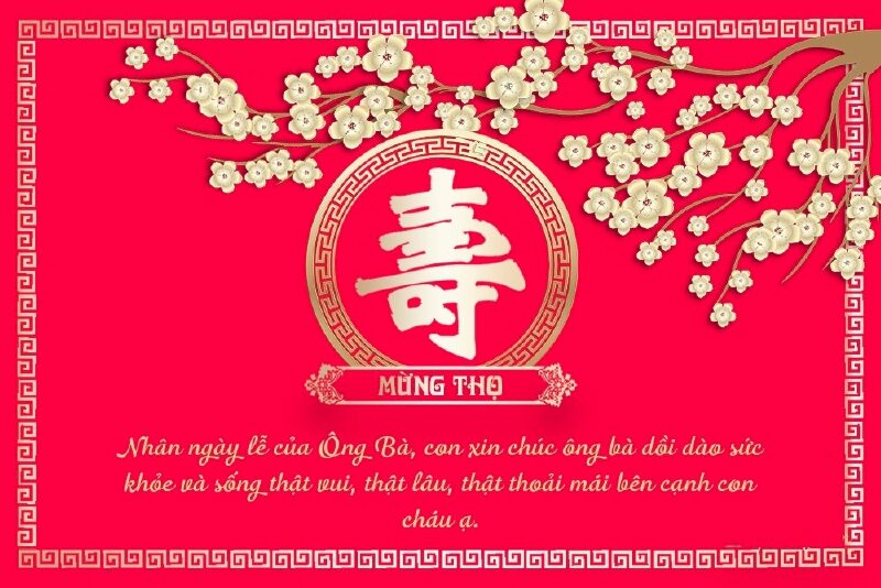 Hình ảnh thiệp chúc thọ ông bà khi tết đến xuân về 