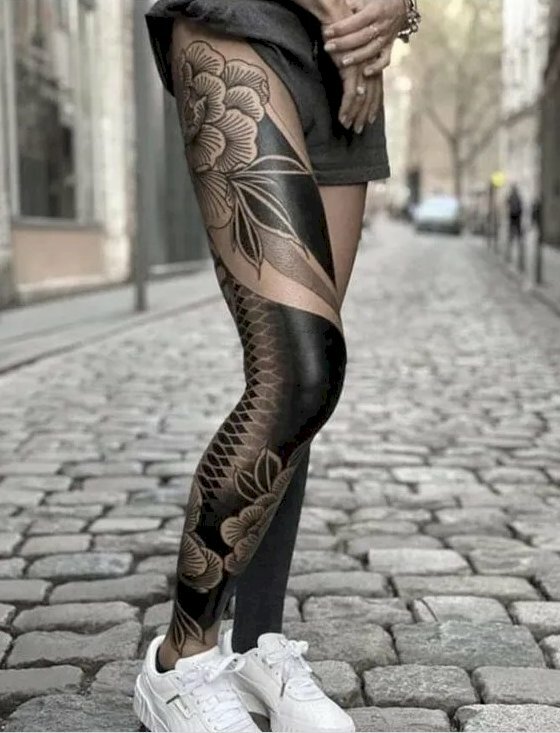 Hình xăm hoa mẫu đơn trắng trên nền mực đen rất đẹp