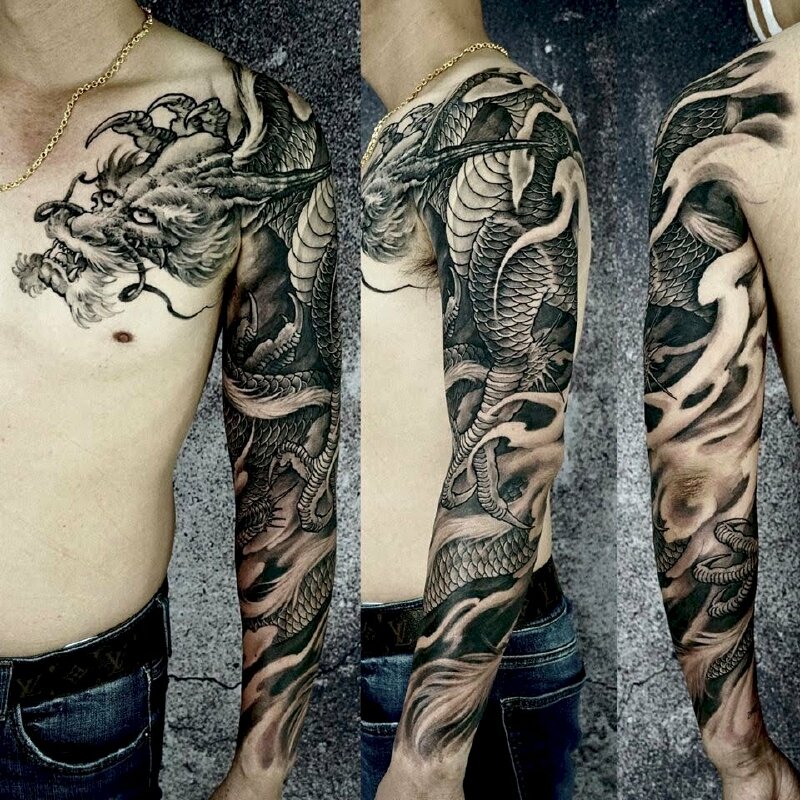 Tattoo Full tay trắng đen  Xăm Hình Nghệ Thuật  Facebook