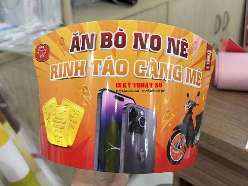 In băng rôn đeo đầu in logo cổ vũ, chạy sự kiện, mũ giấy, nón4giấy đội đầu, băng đô giấy - Ảnh: 1