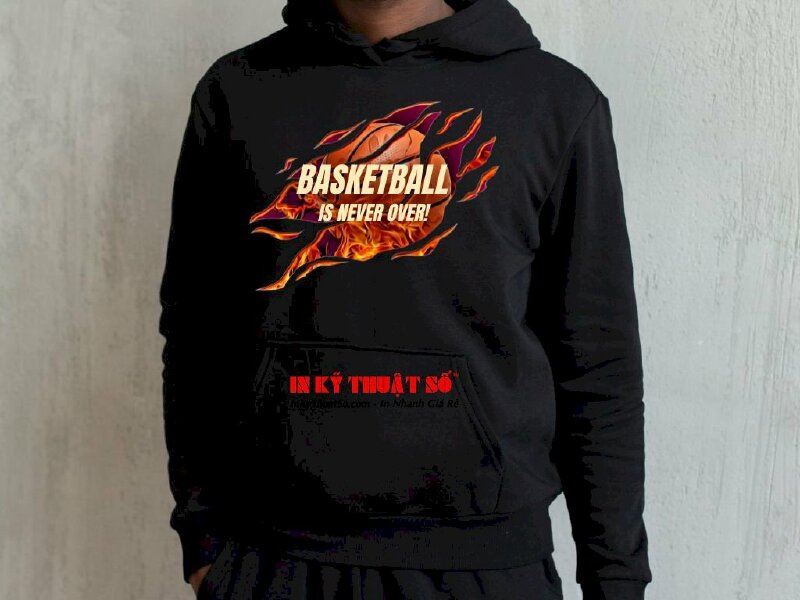 In áo hoodie Basketball is never over! (black hoodie) - In Kỹ Thuật Số Since 2006