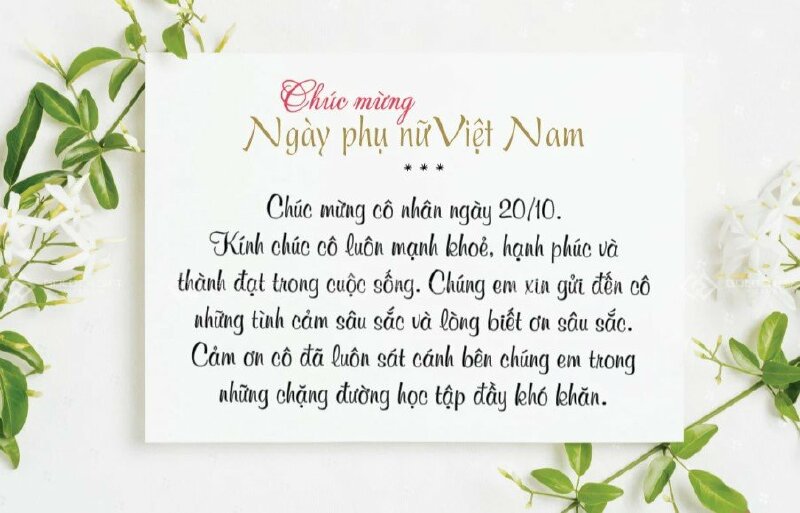 Ảnh dễ thương chúc 20-10 tặng cô