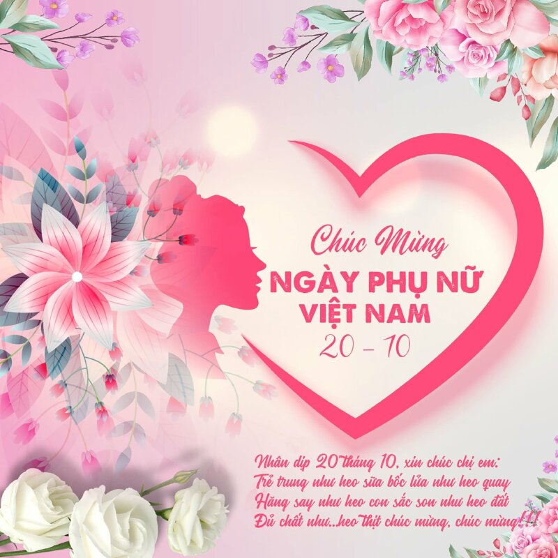 Hình ảnh thiệp chúc mừng 20-10 dễ thương cùng lời chúc dí dỏm gửi tặng chị em phụ nữ