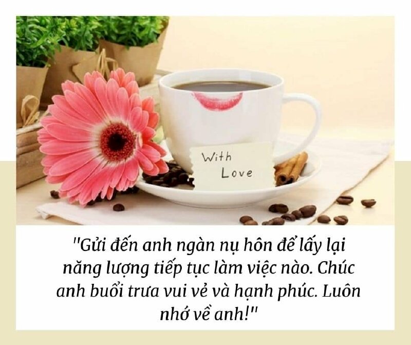 Hình ảnh dễ thương chúc buổi trưa vui vẻ để các cô gái gửi đến người yêu