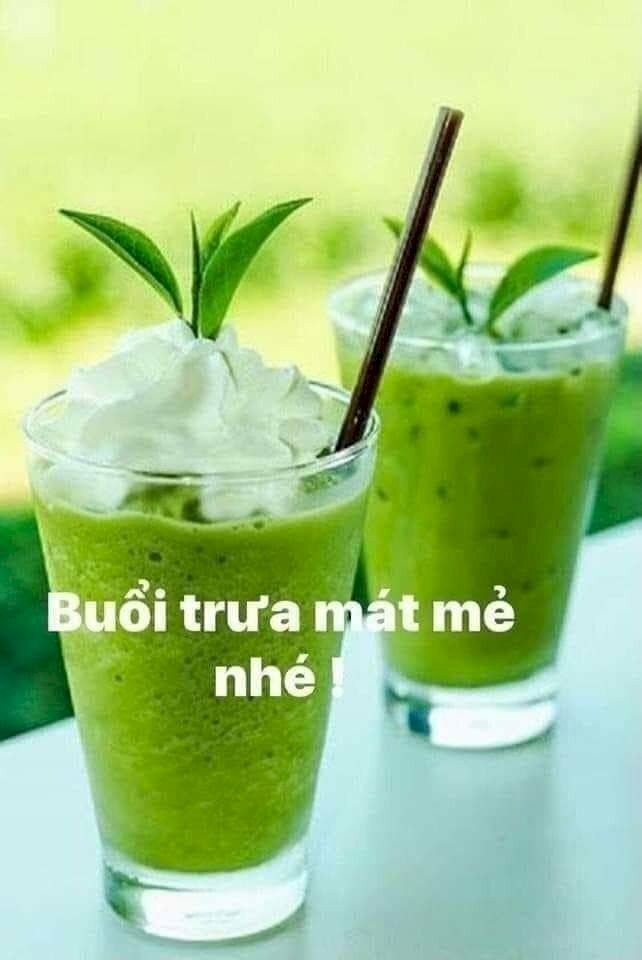 Ảnh ly nước mát chúc buổi trưa vui vẻ, mát mẻ