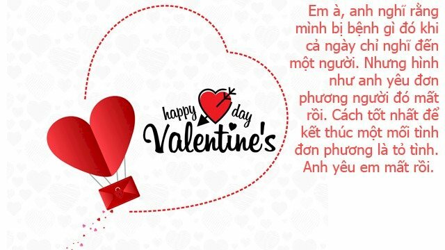 Ảnh chúc mừng Valentine's Day với lời tỏ tình dễ thương