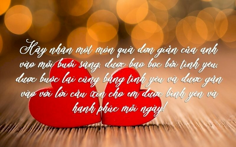 Hình ảnh đẹp cùng lời chúc ngày mới thật nhiều tình cảm gửi đến người yêu