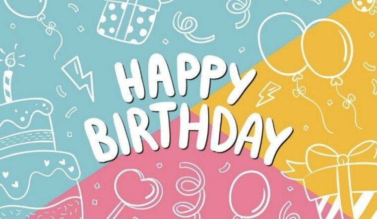 Hình ảnh thiệp chúc mừng sinh nhật với những hình vẽ đơn giản, dễ thương