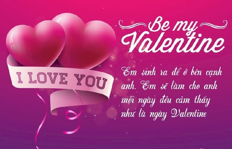 Thiệp chúc mừng ngày Valentine lãng mạn với lời nhắn nhủ yêu thương