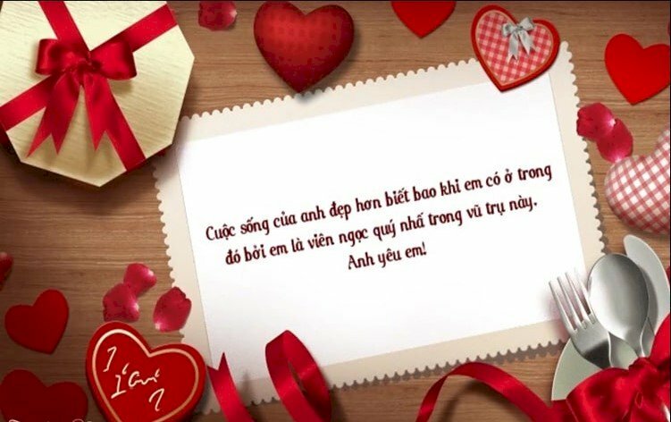 Thiệp chúc mừng Valentine với lời yêu thương ngọt ngào