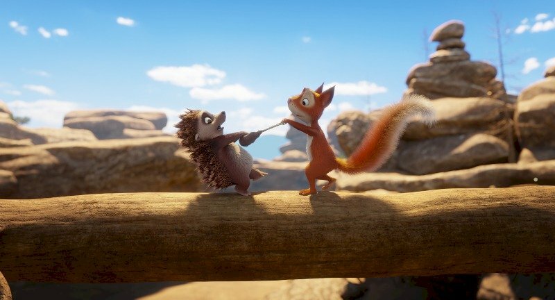 Hình hoạt hình dễ thương nhím và người bạn sóc