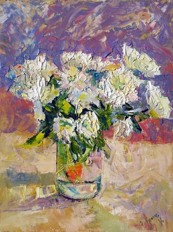 Tranh vẽ bình hoa cúc trắng đơn giản làm hình nền điện thoại đẹp