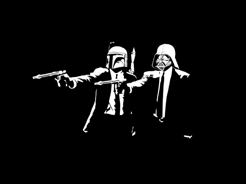 Hình nền máy tính đen trắng chất ngầu hình ảnh hai người đàn ông mặc Vest, đeo mặt nạ, cầm súng