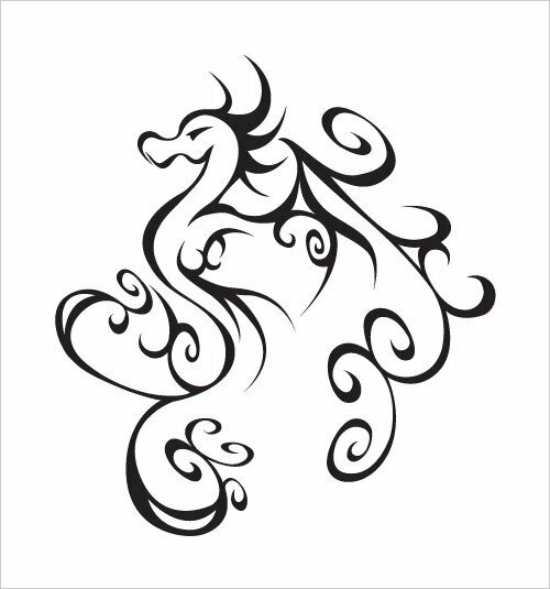 Mẫu hình xăm dragon white đen sạm giản dị và đơn giản, nghệ thuật