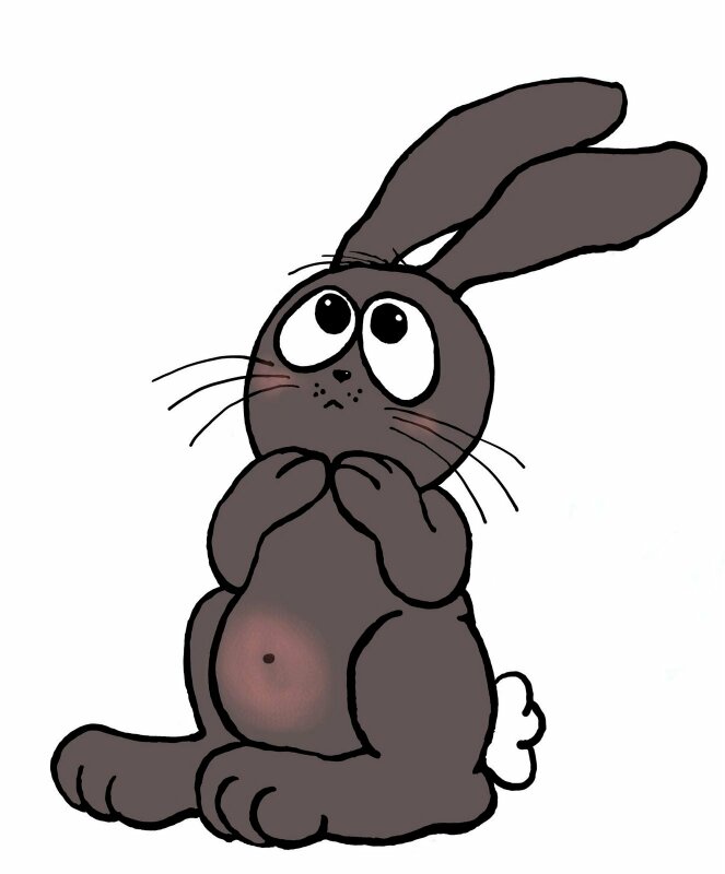 Hình con thỏ dễ thương gương mặt đang lo lắng bằng hình vẽ đơn giản thích hợp làm tranh trang trí, mẫu in ấn
