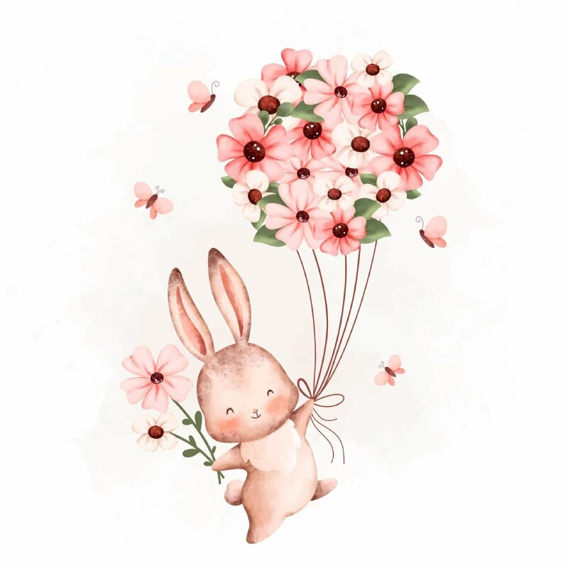 Mẫu hình xăm rất đẹp con cái thỏ và bóng cất cánh huê hồng dành riêng cho những nường điệu đà