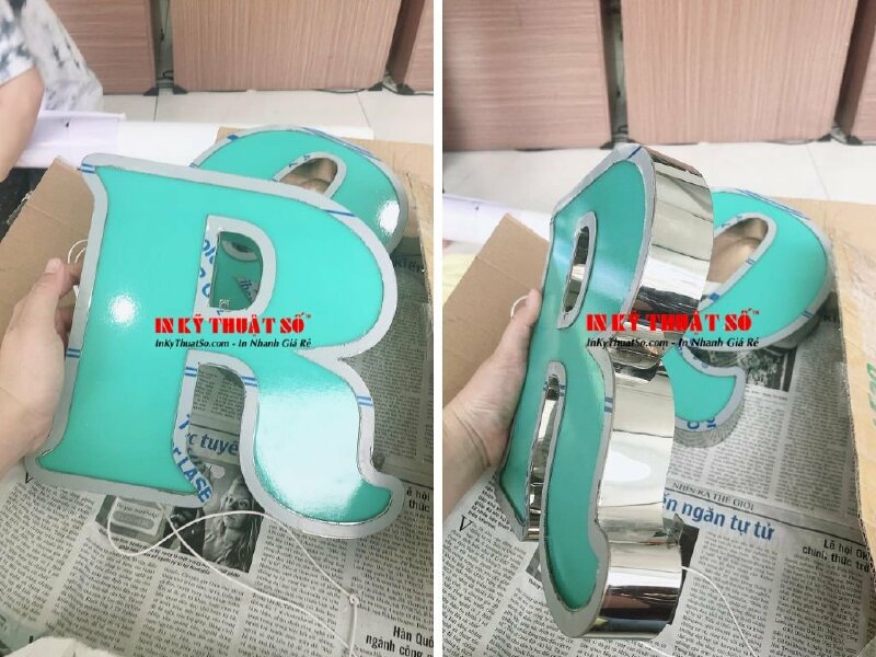 Chữ hộp đèn Mica viền hông inox trắng - In Kỹ Thuật Số Since 2006 - Ảnh: 1