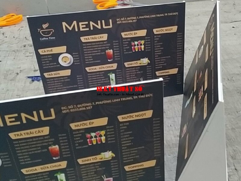 Menu Format 5mm khổ A4, A5 sẵn chân đế tự đứng để bàn - In Kỹ Thuật Số Since 2006 - Ảnh: 3