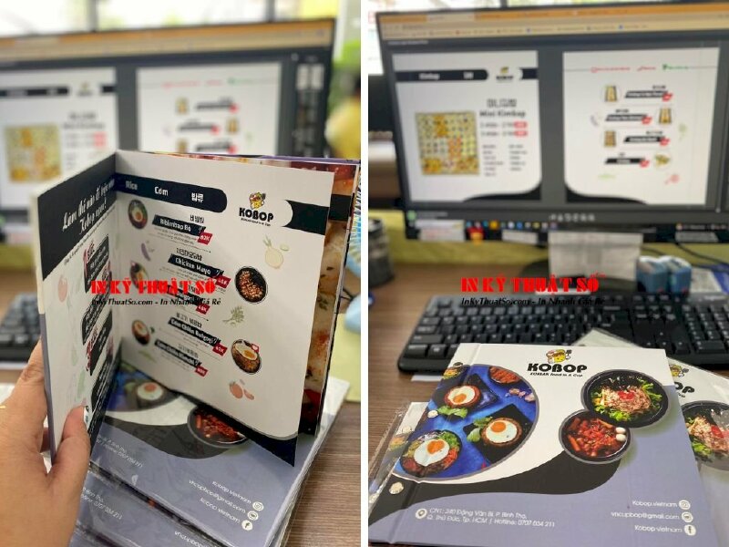 In menu quán ăn Hàn Quốc bìa cứng đóng ghim inox - INKTS244