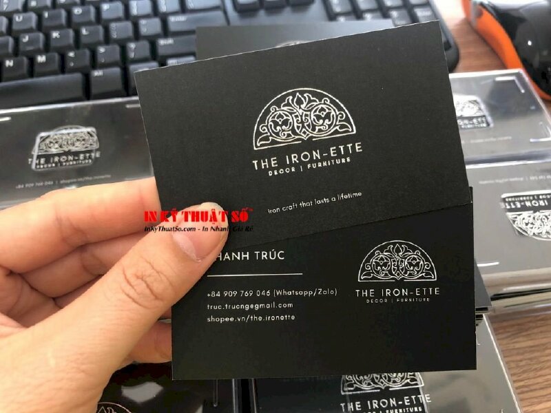 In name card trang trí nội thất sang trọng ép kim 1 mặt, cán mờ, giấy C350gsm - INKTS243