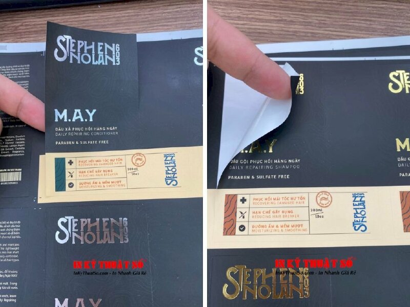 In tem PP offset cán mờ, bế demi, ép kim Gold/Silver - In Kỹ Thuật Số Since 2006