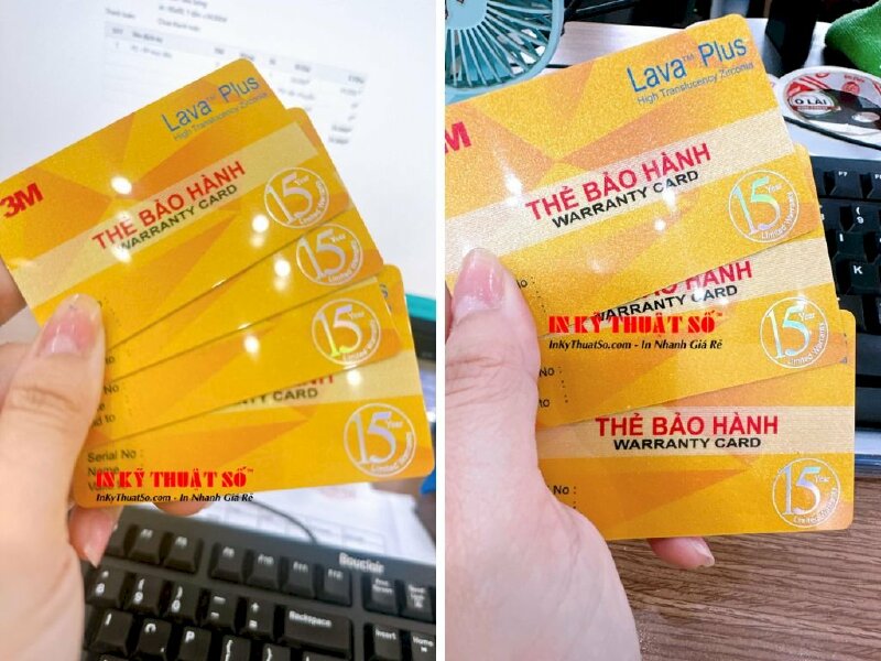 In thẻ bảo hành Warranty Card phủ nhủ, ép bóng, ép kim 7 màu 1 nội dung, in 2 mặt - In Kỹ Thuật Số Since 2006 - Ảnh: 3