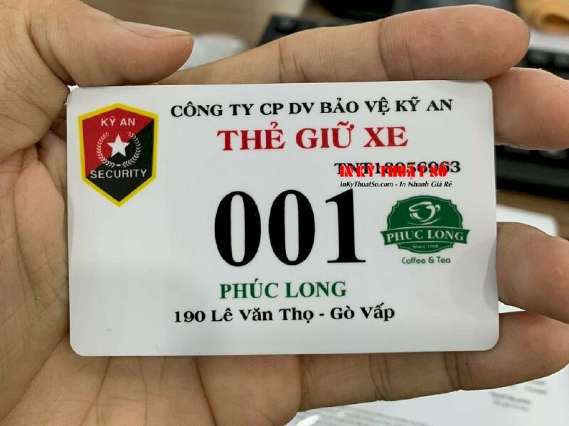 In thẻ giữ xe bằng nhựa PVC 2 mặt tùy chỉnh - In Kỹ Thuật Số Since 2006 - Ảnh: 1