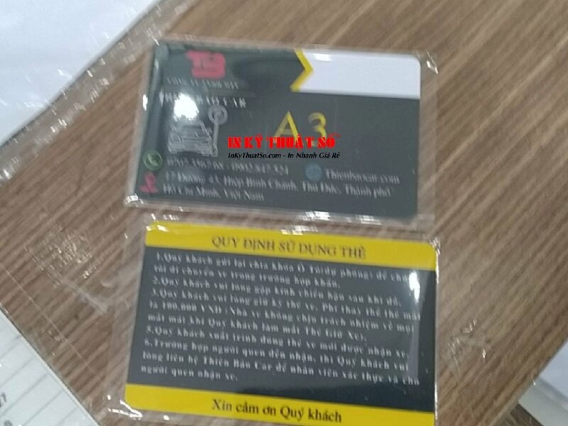 In thẻ xe nhựa mỏng, in KTS 2 mặt, ép mờ, chạy số nhảy - In Kỹ Thuật Số Since 2006 - Ảnh: 2