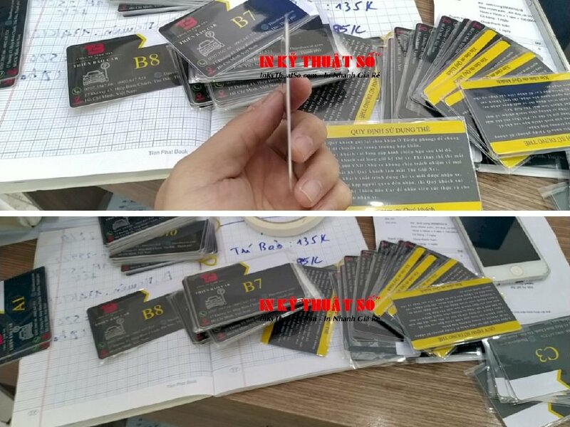 In thẻ xe nhựa mỏng, in KTS 2 mặt, ép mờ, chạy số nhảy - In Kỹ Thuật Số Since 2006 - Ảnh: 1