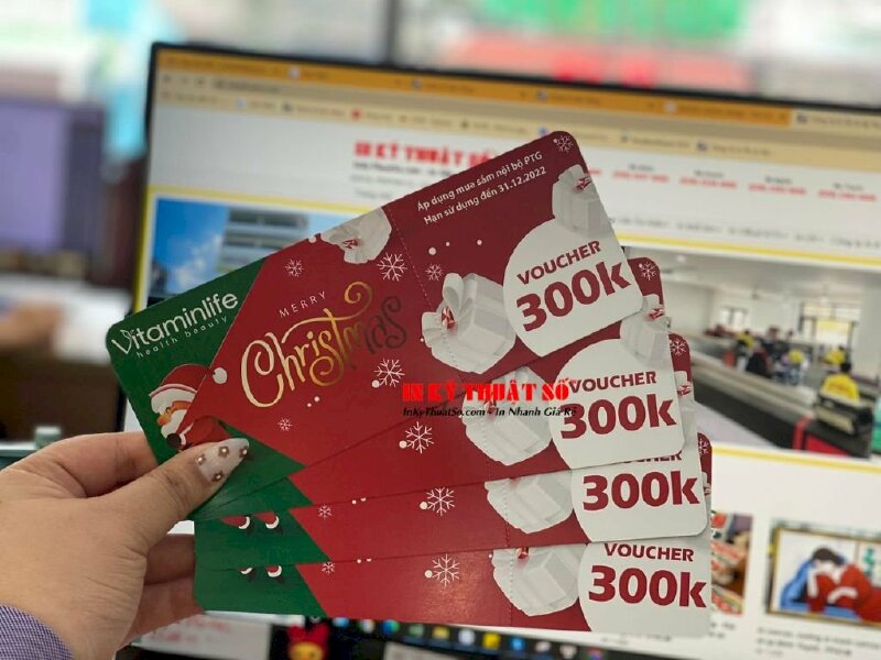 In Voucher khuyến mãi - giấy C300 không màng, cấn răng cưa + bo góc - In Kỹ Thuật Số Since 2006 - Ảnh: 2