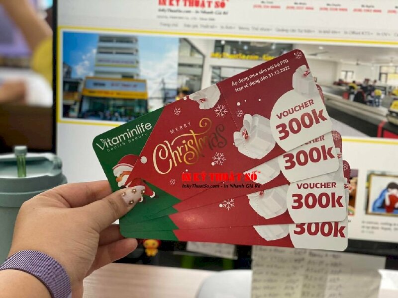 In Voucher khuyến mãi - giấy C300 không màng, cấn răng cưa + bo góc - In Kỹ Thuật Số Since 2006 - Ảnh: 3
