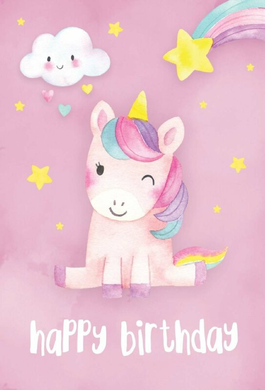 Hình hình họa ngựa unicorn gam hồng cute chúc mừng sinh nhật các bạn gái