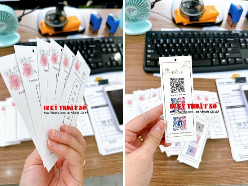 In Tag treo, thẻ treo quần áo giấy C300gsm, in 2 mặt, cán mờ 2 mặt, dùi lỗ 3li - In Kỹ Thuật Số Since 2006 - Ảnh: 4