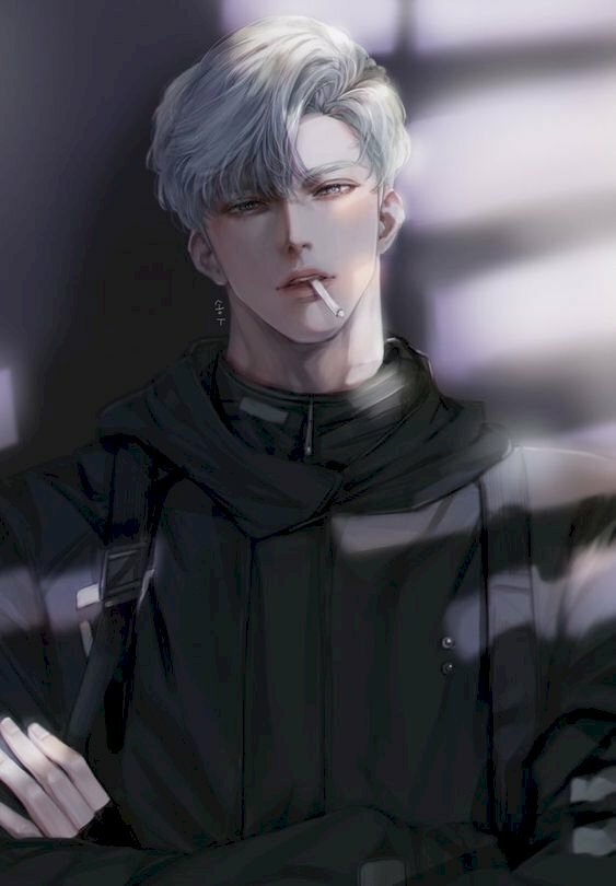 Ảnh anime nam tóc trắng lạnh lùng ngầu chất hút thuốc