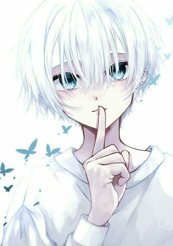 Ảnh anime nam tóc trắng mắt xanh cute