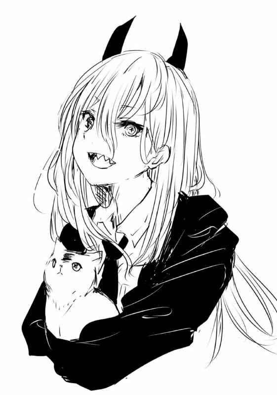 Ảnh anime trắng đen girl đang ôm mèo cute 