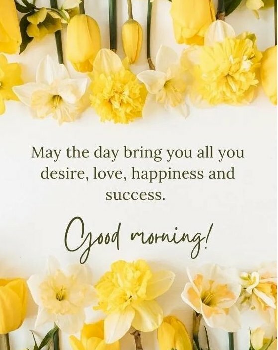 Hình ảnh những bông hoa xinh chào ngày mới cùng lời nhắn chúc hạnh phúc và thành công
