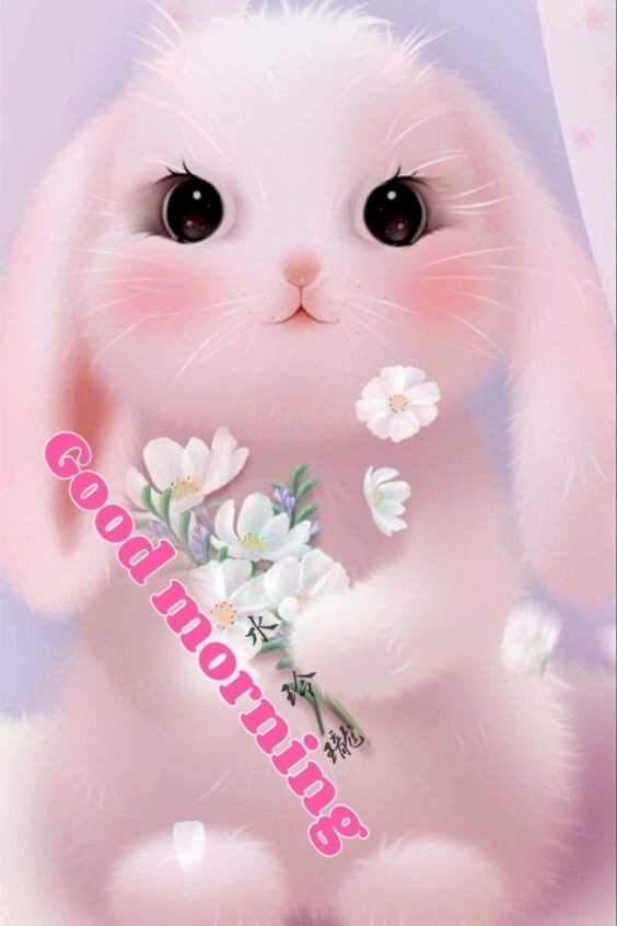 Hình ảnh chào buổi sáng ngộ nghĩnh của chú thỏ đáng yêu