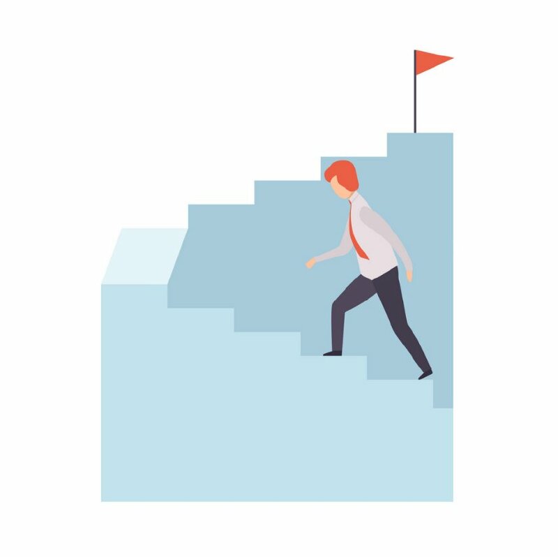 Hình ảnh bậc thang và đích đến là lá cờ