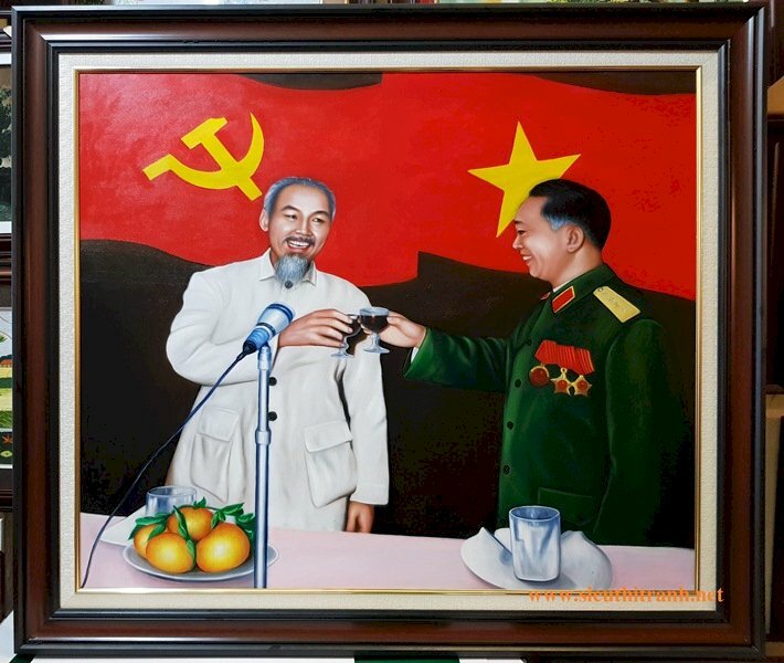 Tranh vẽ Bác Hồ và Đại tướng Võ Nguyên Giáp rất đẹp