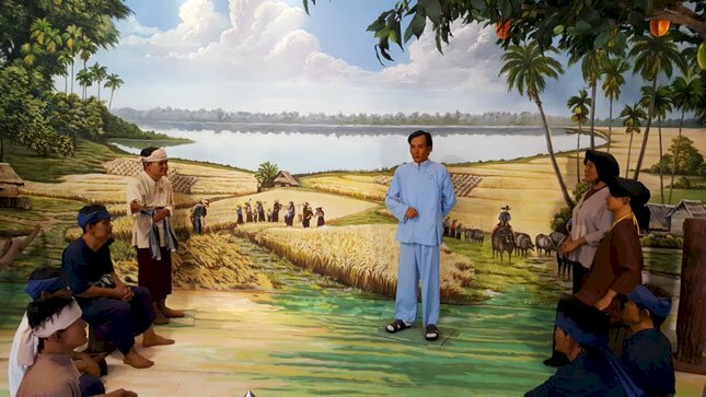 Tranh vẽ Thầu Chín cùn bà con trên đất Thái Lan