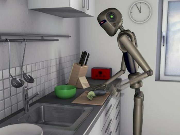 Hình ảnh robot nấu ăn làm việc nhà chăm chỉ giúp con người