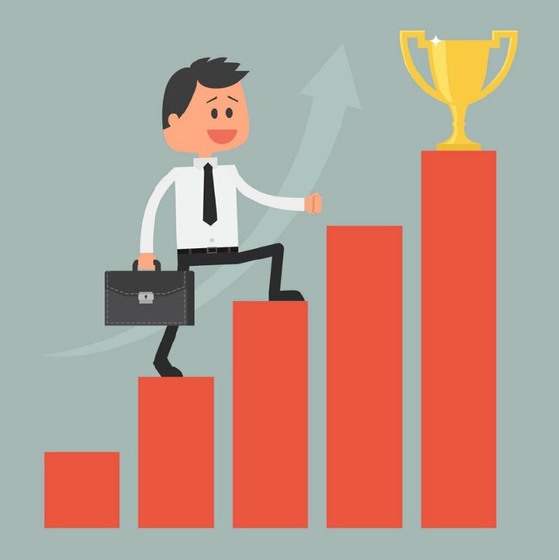 Hình ảnh minh họa cho sự cố gắng bước trên bậc thang gập ghềnh hướng đến thành công