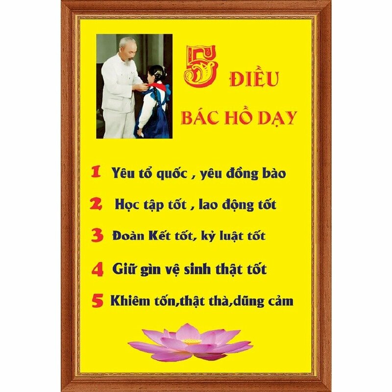 Khung ảnh 5 điều Bác Hồ dạy đẹp, sang trọng