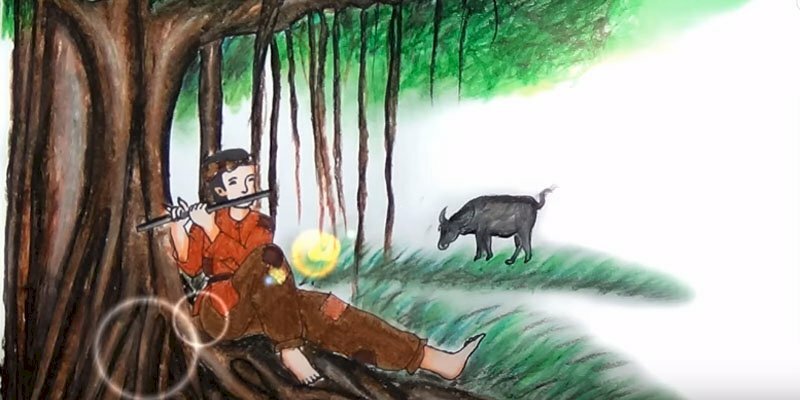 Ảnh chú cuội ngồi gốc cây đa thổi sáo