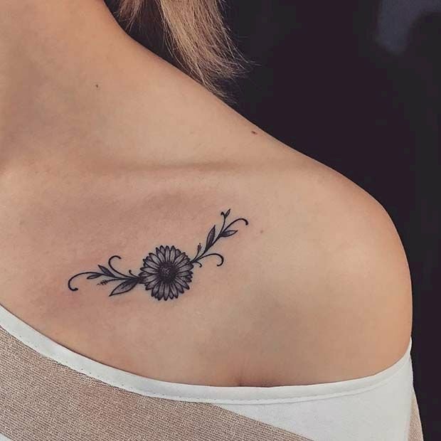 Hình xăm hoa hướng dương Tattoo nghệ thuật cho nữ