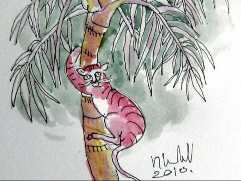 Hình ảnh mèo trèo cây cau hỏi thăm chú chuột đi đâu vắng nhà