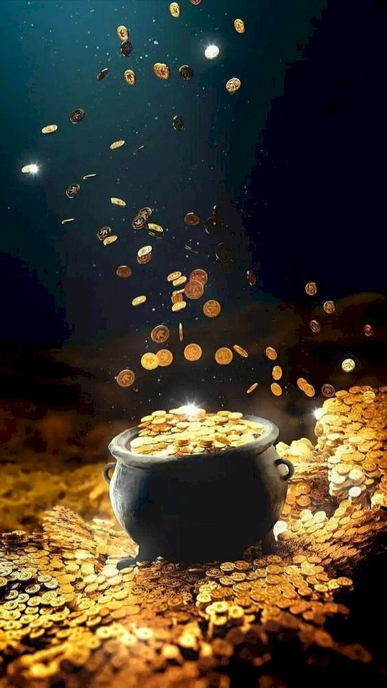 Hình hình họa những đồng xu tiền vàng bên trên trời rơi xuống thú vị tiền lộc, tài sản may mắn