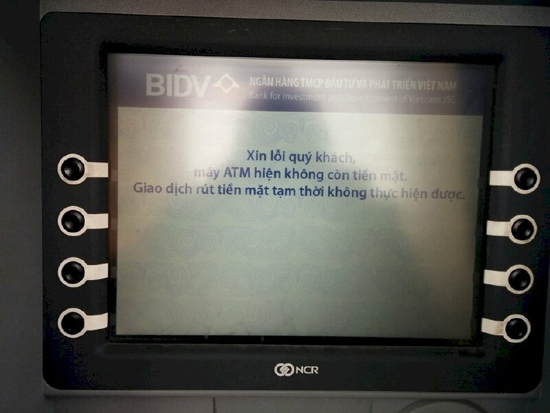 Hình ảnh giao dịch không thành công bên trên ATM BIDV